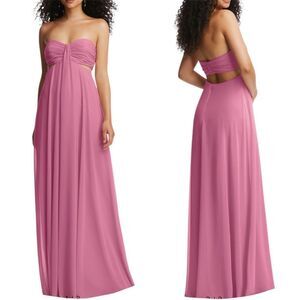 NWTs Dessy Collection Strapless Empire Waist Chiffon Gown in Orchid Pink Size 10